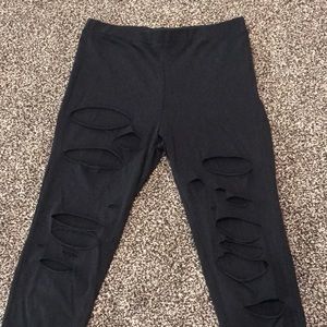 Destroyed Grunge Black Leggings